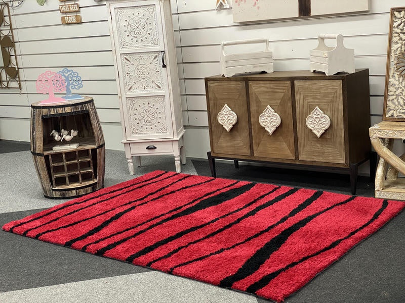 Feather Deco Rug Monaco Red And Black