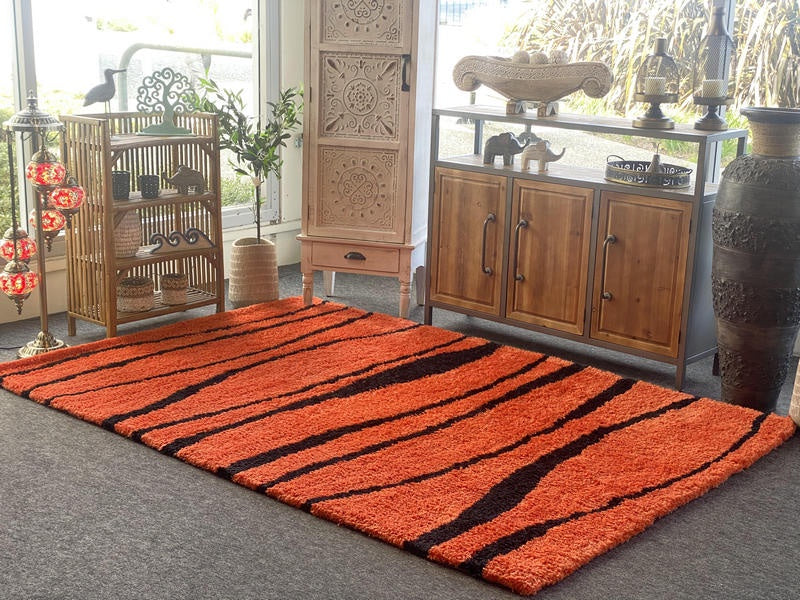 Feather Deco Rug Monaco Orange And Black