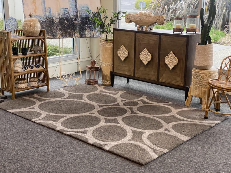 Dove Cp Rug Charcoal And Grey Rings Coal