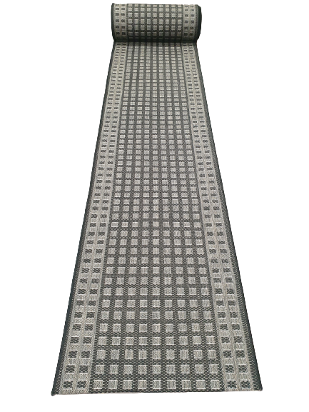 Natura Runner Ariana Grey And Black Runner 431J48 H 80 cm Wide x Length Cut To Order