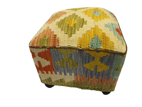 Afghan Kilim Foot Stool 34 x 34 x 35 cm Akf74