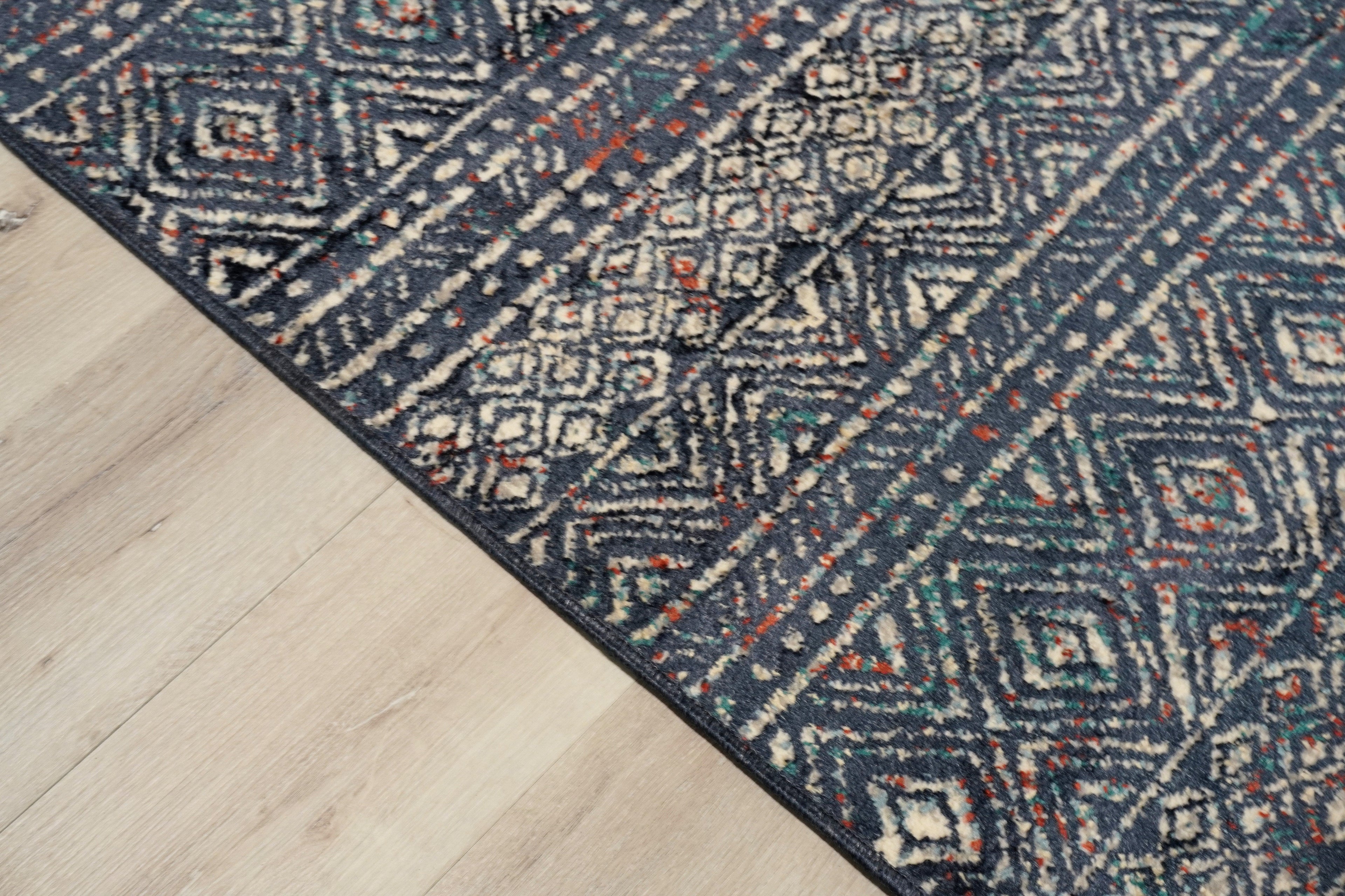 Zoe Rug Ancien Brown Dark Blue