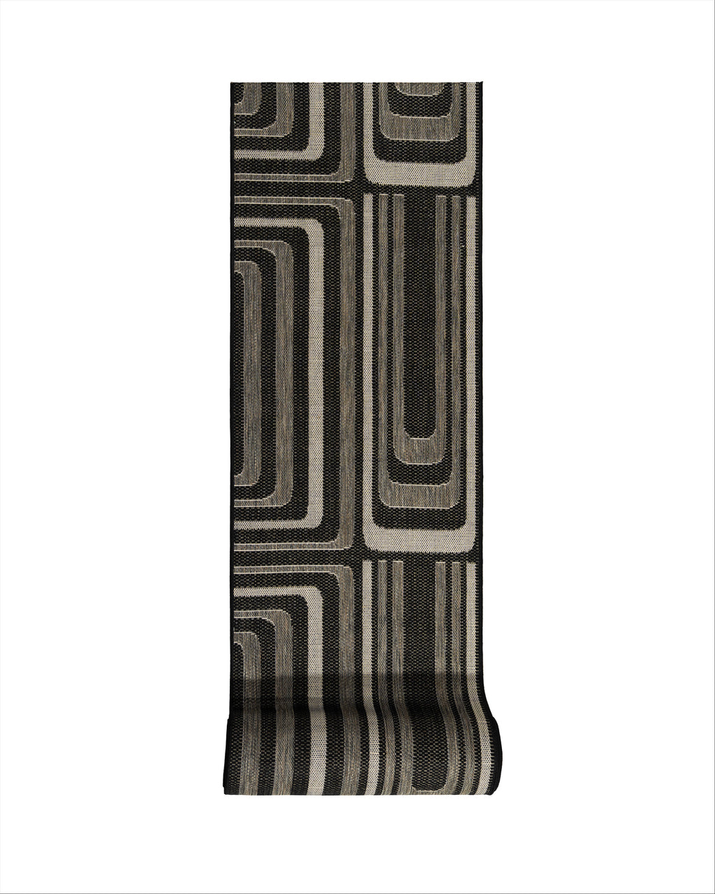 Natura Runner Monana Grey And Black Runner 2064J48 H 80 cm Wide x Length Cut To Order