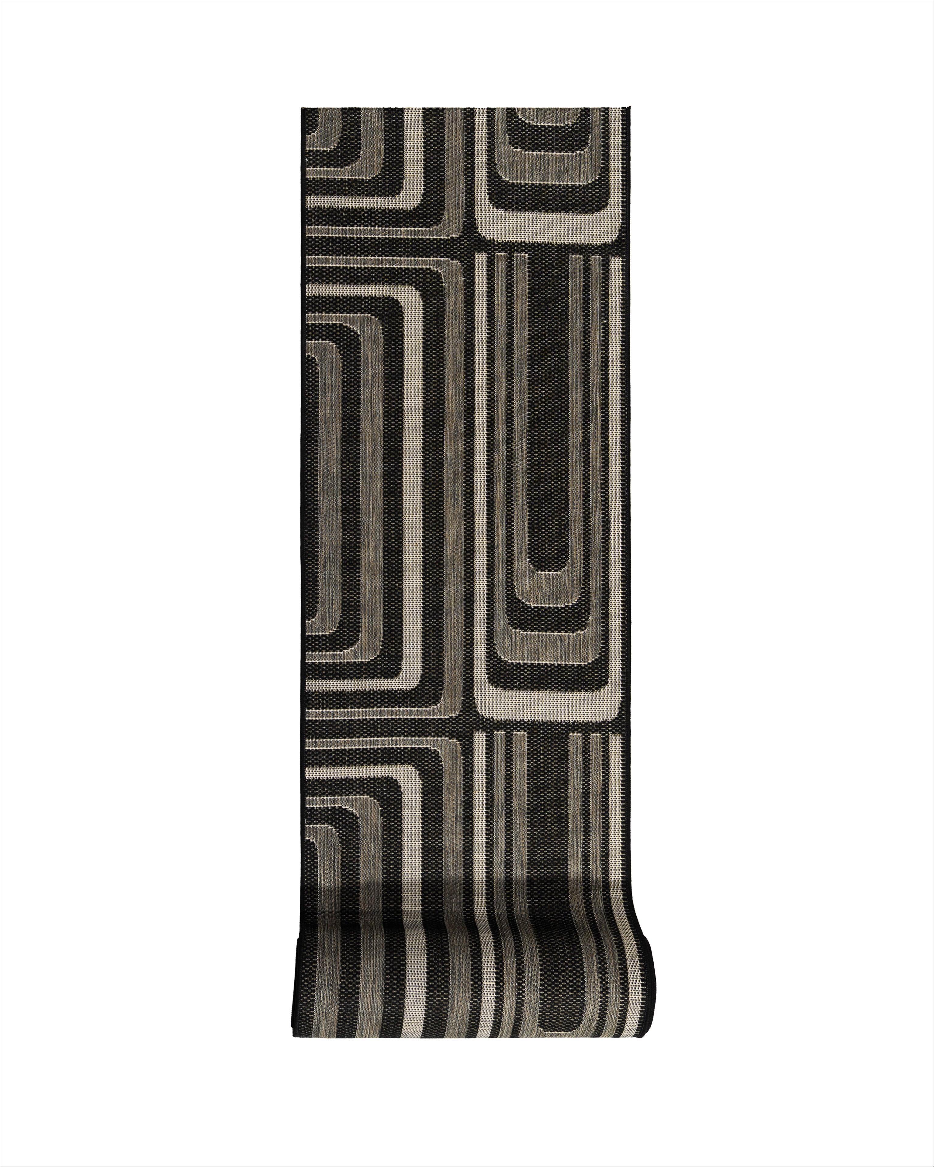 Natura Runner Monana Grey And Black Runner 2064J48 H 80 cm Wide x Length Cut To Order