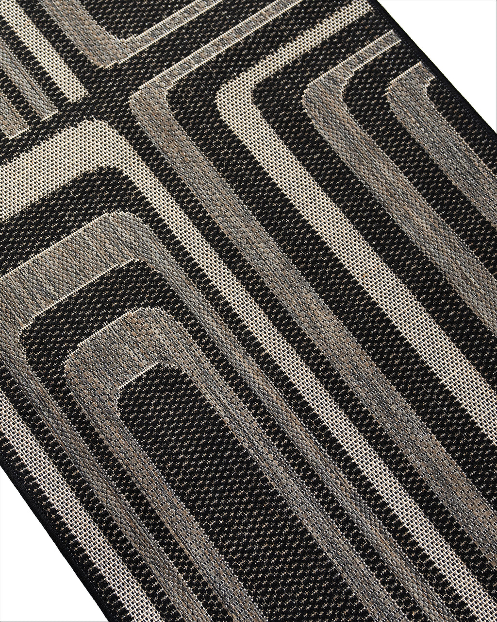 Natura Runner Monana Grey And Black Runner 2064J48 H 80 cm Wide x Length Cut To Order