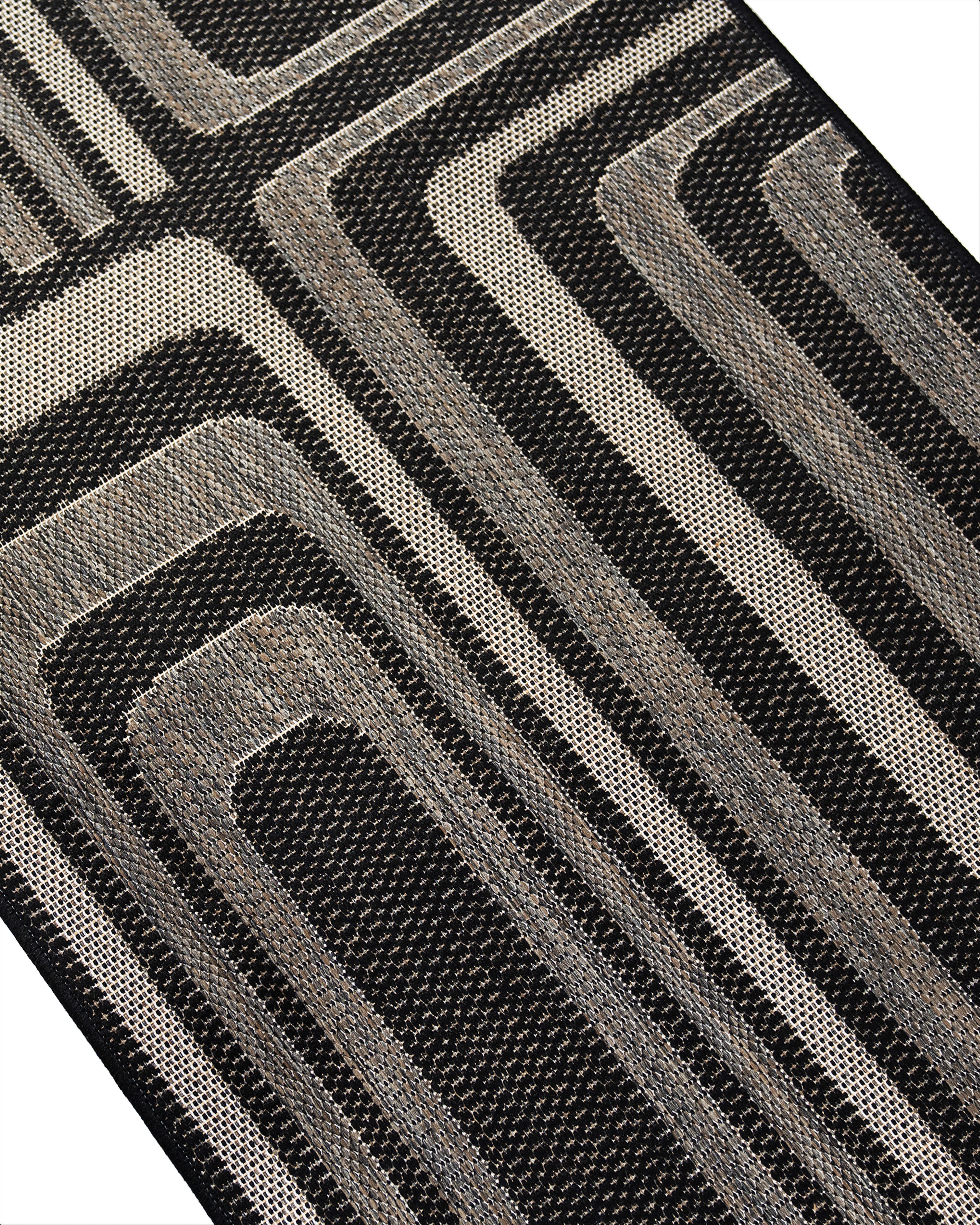 Natura Runner Monana Grey And Black Runner 2064J48 H 80 cm Wide x Length Cut To Order