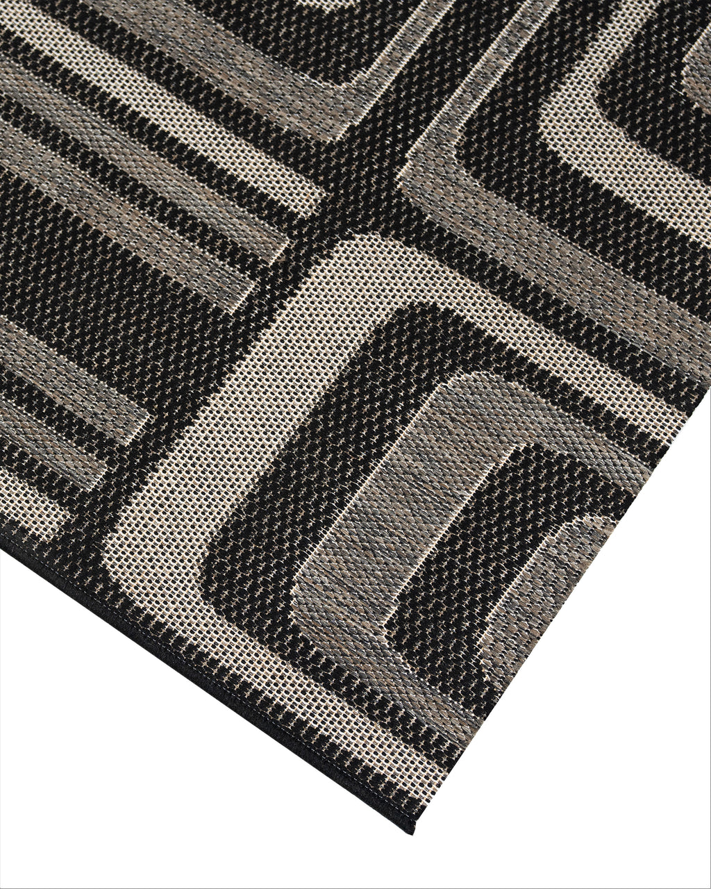 Natura Runner Monana Grey And Black Runner 2064J48 H 80 cm Wide x Length Cut To Order