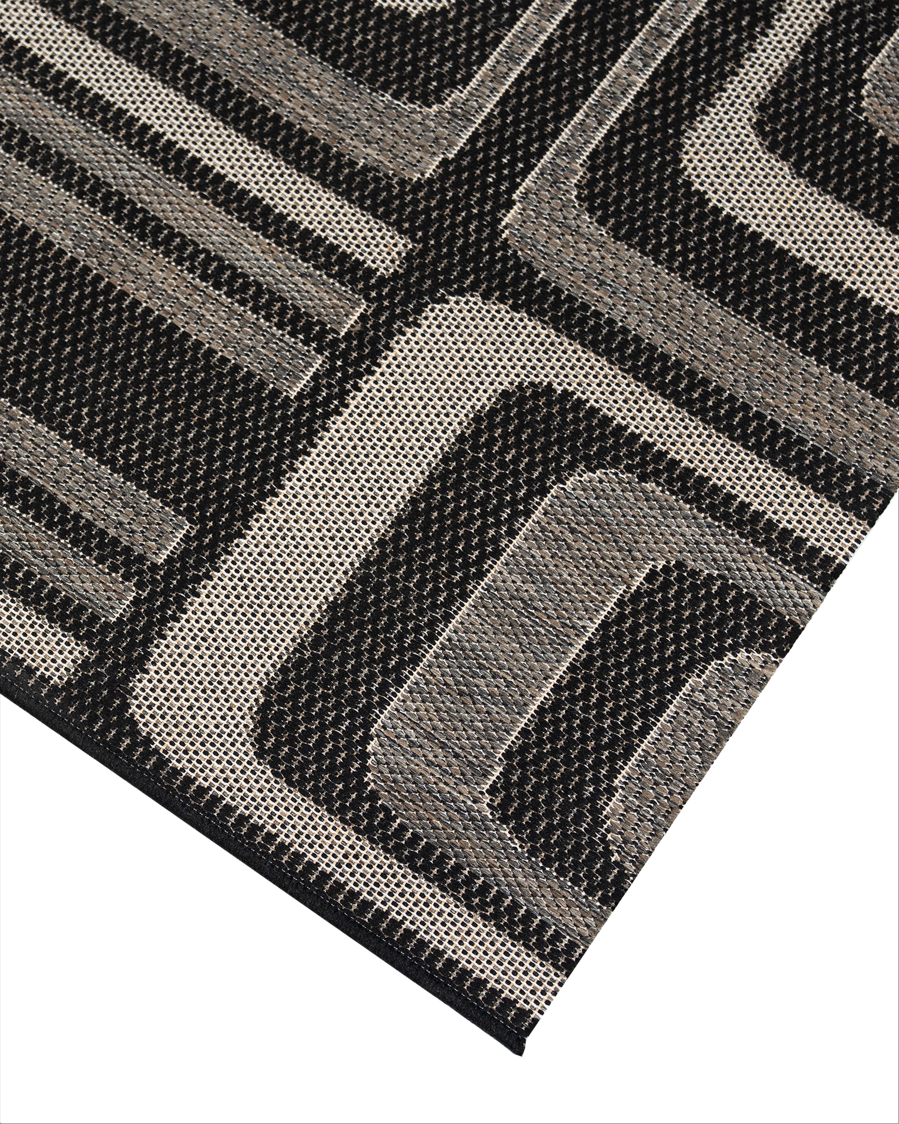 Natura Runner Monana Grey And Black Runner 2064J48 H 80 cm Wide x Length Cut To Order