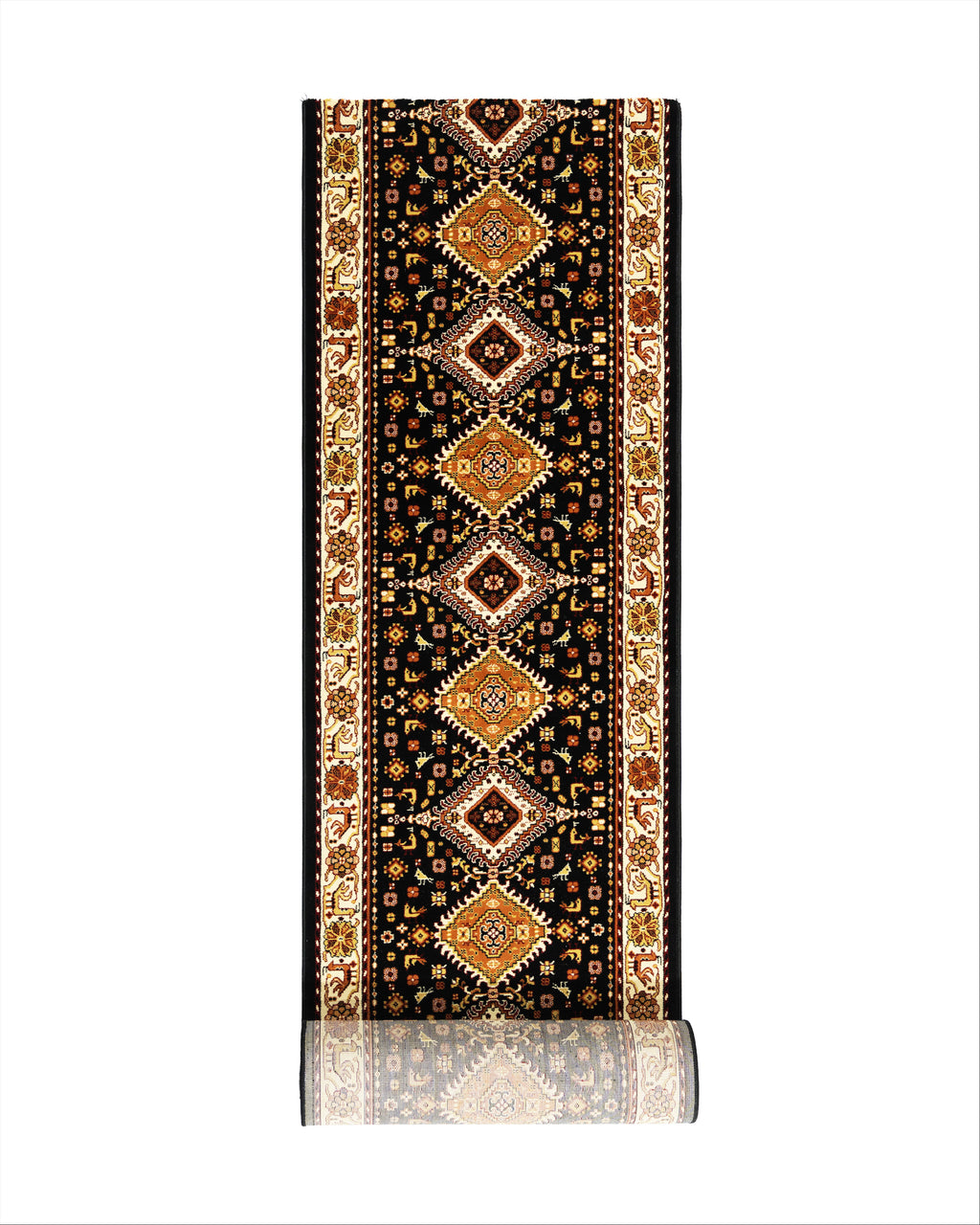 Kohinoor Roslyn Black Runner 80 cm Wide x Length Cut To Order