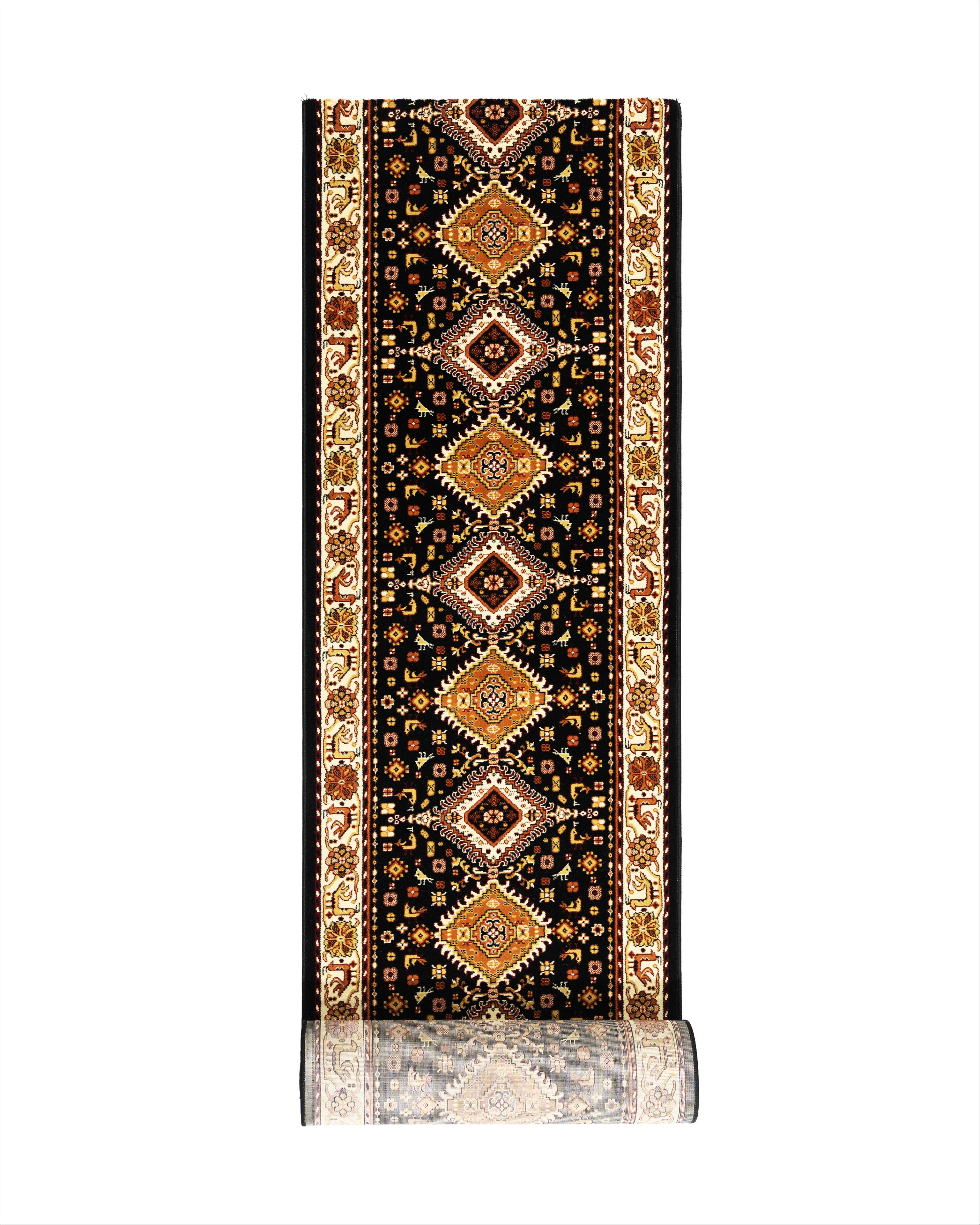 Kohinoor Roslyn Black Runner 80 cm Wide x Length Cut To Order