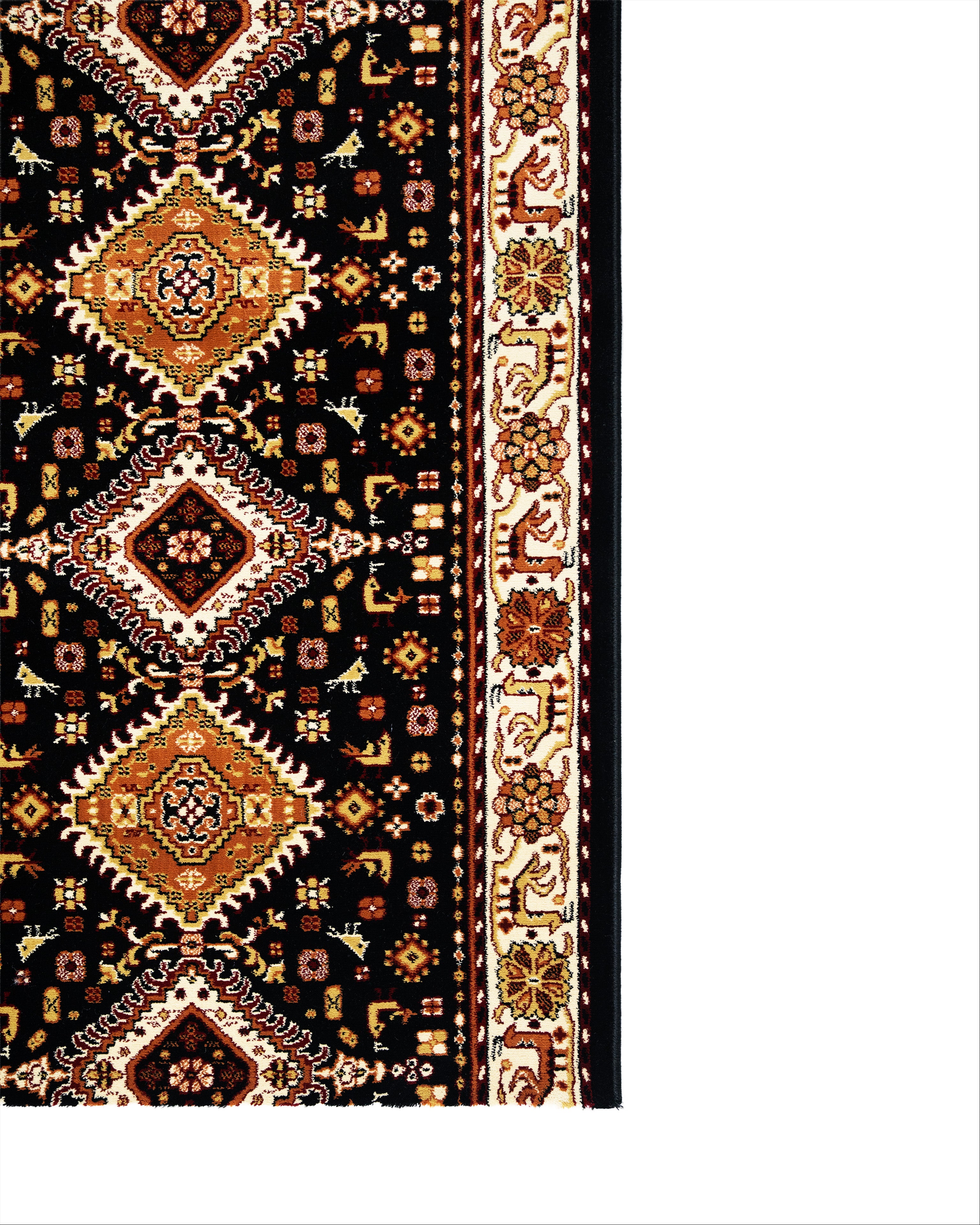 Kohinoor Roslyn Black Runner 80 cm Wide x Length Cut To Order