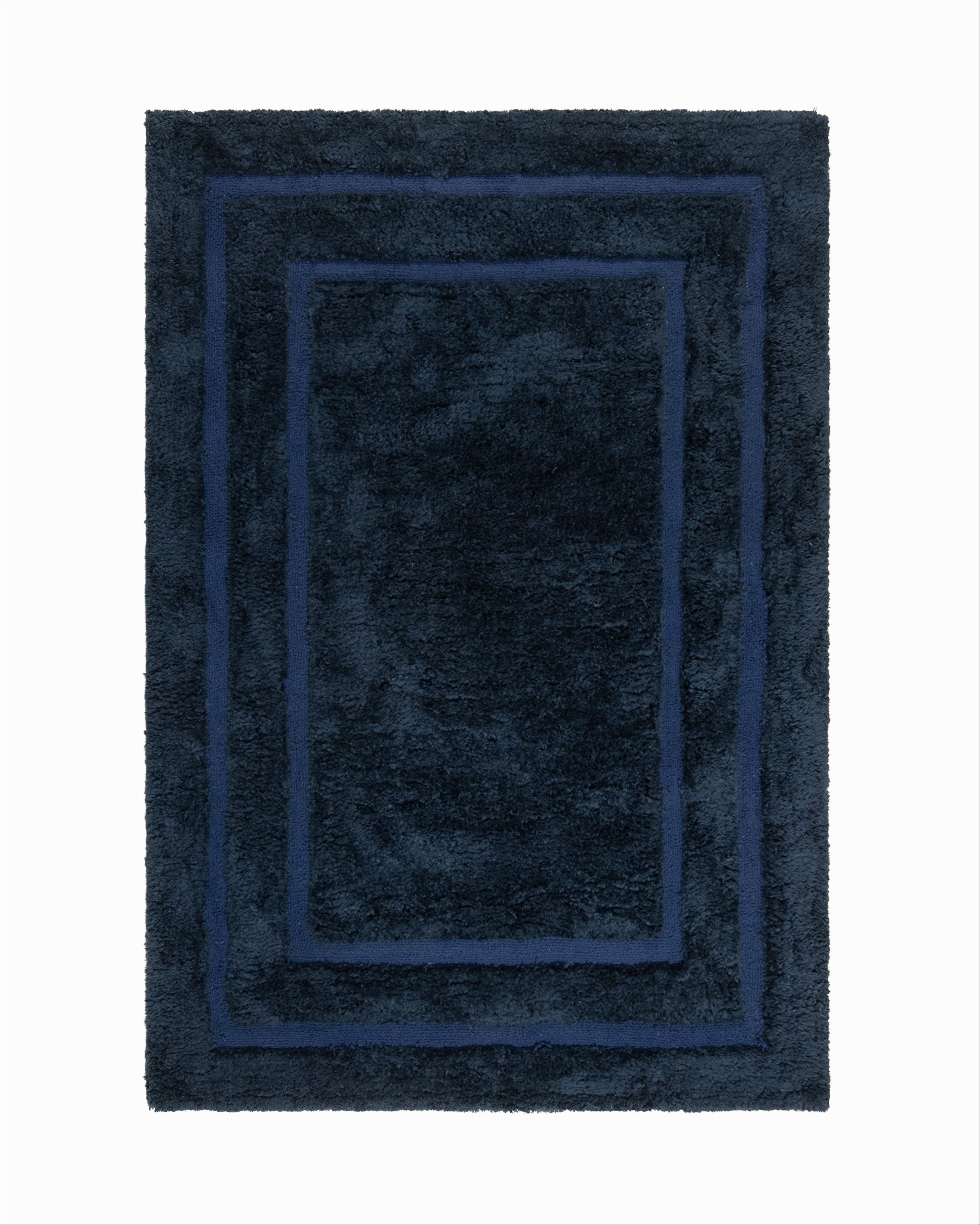 Feather Deco Rug Brick Ink Blue