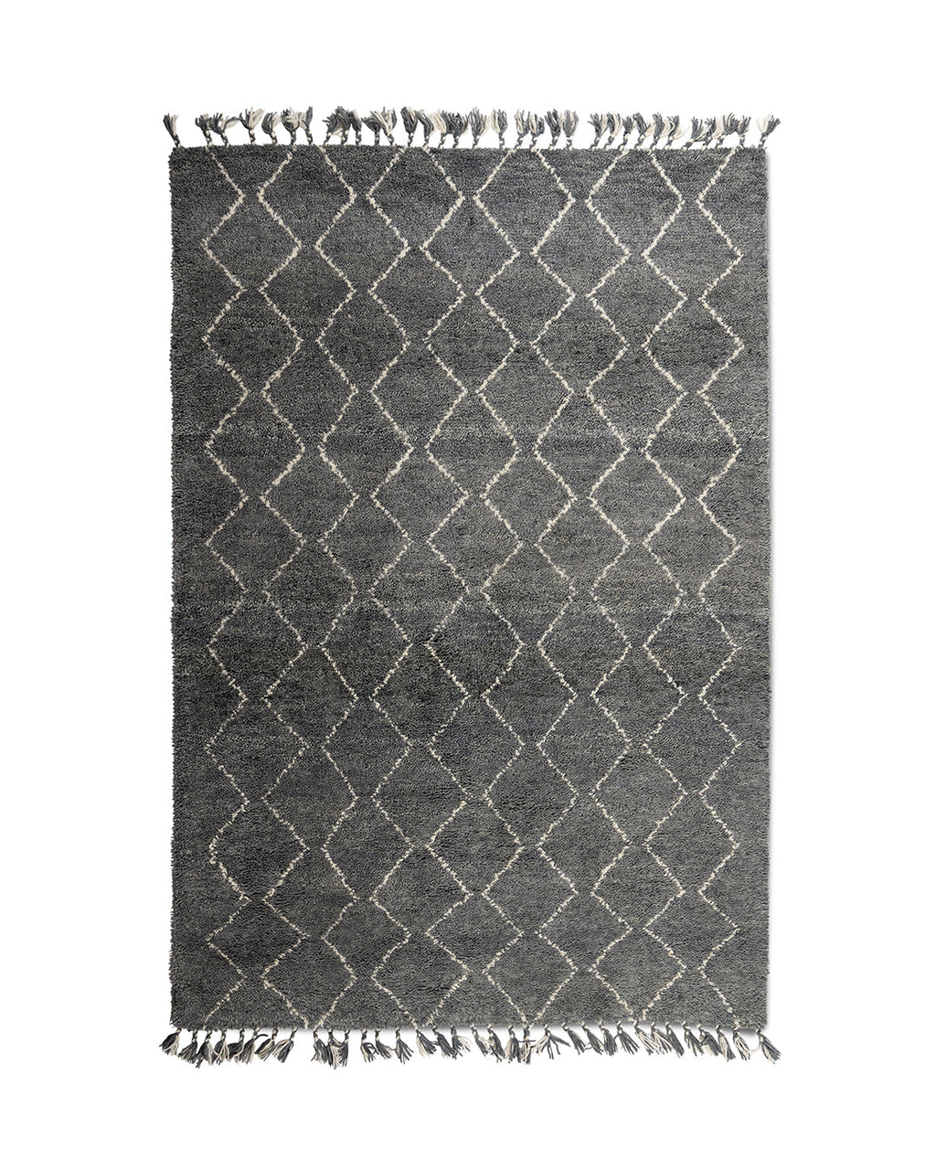 Hand Knotted Wool Rug Moroccan Grey And Ivory