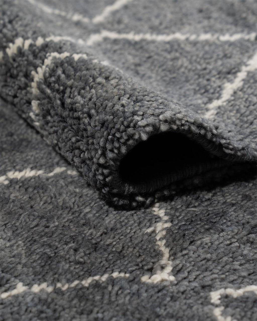 Hand Knotted Wool Rug Moroccan Grey And Ivory