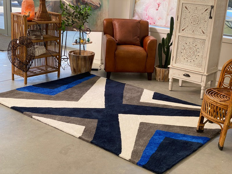 Amara Rug Genetic Ink Blue Jelly Blue Grey And White