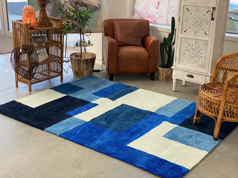 Amara Rug Casket Ink Blue-Jelly Blue-Blue-Sky Blue And Light Blue