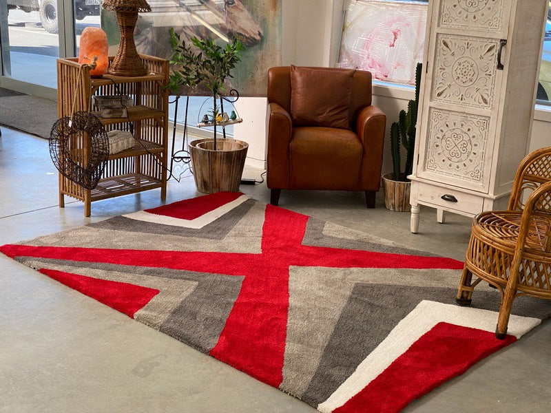 Amara Rug Genetic Red Grey Silver And White