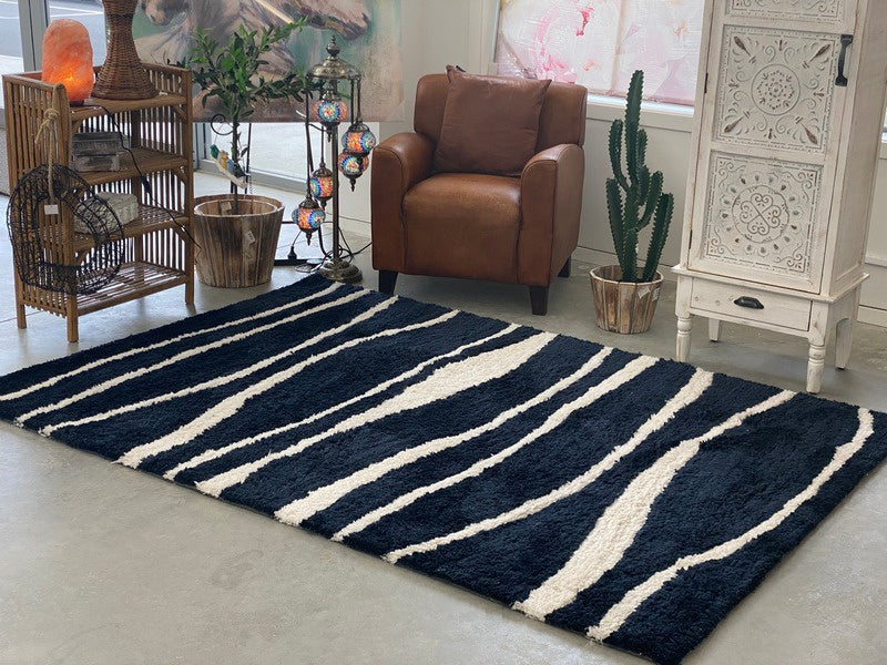 Feather Deco Rug Monaco Blue And White