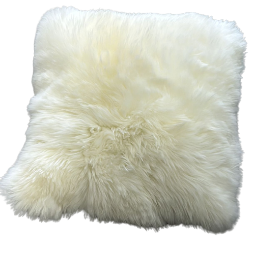 New Zealand Long Wool Sheepskin Cushion Natural Ivory 45x45cm